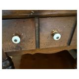 Pair of Rustic Wood End Tables- 3 Drawer Turned Leg Accent Side Table Good