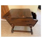 Vintage Wood Magazine Rack Storage Bench Hinged Lid 31x24x20