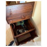 Vintage Wood Magazine Rack Storage Bench Hinged Lid 31x24x20