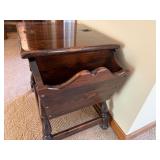Vintage Wood Magazine Rack Storage Bench Hinged Lid 31x24x20