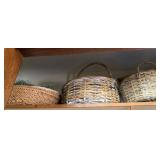 Assorted Woven Basket Lot with Faux Floral Arrangement Vintage Decor