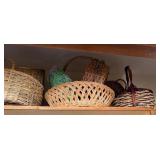Assorted Woven Basket Lot with Faux Floral Arrangement Vintage Decor