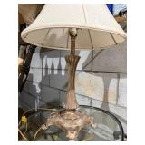 Vintage Style Ornate Table Lamp w Cream Shade 24 in Untested