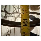 Round Metal Glass Top Accent Side Table Bronze Tone 24in Very Good