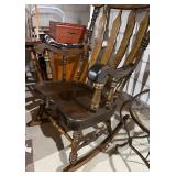 Vintage Wooden Rocking Chair Colonial Spindle Back
