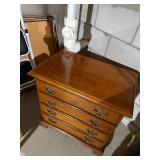 Traditional 4 Drawer Wood Bachelor Chest Nightstand Brass Pulls