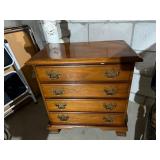 Traditional 4 Drawer Wood Bachelor Chest Nightstand Brass Pulls
