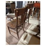 Pair Vintage Oak Dining Chairs Arts & Crafts Style 36in Mixed Cond