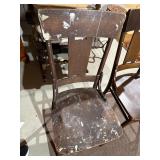 Pair Vintage Oak Dining Chairs Arts & Crafts Style 36in Mixed Cond