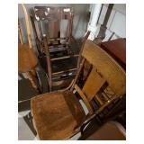 Pair Vintage Oak Dining Chairs Arts & Crafts Style 36in Mixed Cond