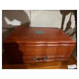 Reed & Barton Wood Flatware Chest Silverware Storage Box w Drawer