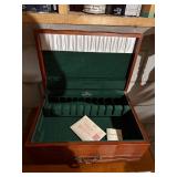Reed & Barton Wood Flatware Chest Silverware Storage Box w Drawer