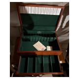 Reed & Barton Wood Flatware Chest Silverware Storage Box w Drawer