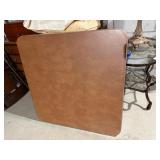 Vintage Samsonite Folding Card Table Brown Vinyl Top Metal Frame