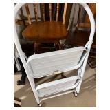 Folding 2-Step Step Stool Ladder White Metal Black Treads Good