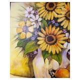 Signed Floral Still Life Canvas Painting Framed 40x50 Sunflowers