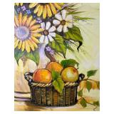 Signed Floral Still Life Canvas Painting Framed 40x50 Sunflowers
