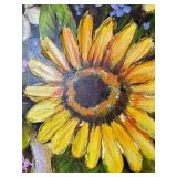 Signed Floral Still Life Canvas Painting Framed 40x50 Sunflowers