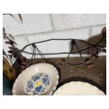 Art Pottery Stoneware Bowls & Wall Plaque Blue Gray Folk Decor Lot