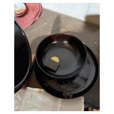 Antique WW2 Era Japanese Decor Lot Lacquer Fan Parasol Textile Figurines Box