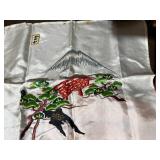 Antique WW2 Era Japanese Decor Lot Lacquer Fan Parasol Textile Figurines Box