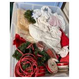 Mixed Christmas Craft Supply Lot Ribbon Felt Wreath Forms Wood Pieces