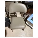 Set of 3 Padded Metal Folding Chairs Taupe Gray Vinyl Good