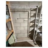 White Metal Freestanding Display Rack Garment Stand w Top Shelf