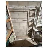 White Metal Freestanding Display Rack Garment Stand w Top Shelf
