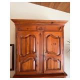 French Country Pine Two-Piece Hutch Cabinet 48x79x19 Good