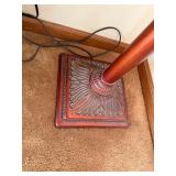 Torchiere Floor Lamp Marbled Glass Shade Bronze Tone 74in Good