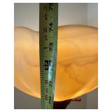 Torchiere Floor Lamp Marbled Glass Shade Bronze Tone 74in Good