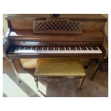Kimball Console Upright Piano Walnut Finish w/ Bench & Lamp