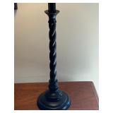 Traditional Wood Table Lamp Twisted Stem Fabric Shade 28in Good