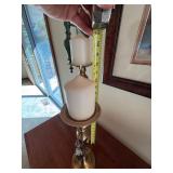 Pair Brass Tone Pillar Candle Holders Beaded Accents 21in Good