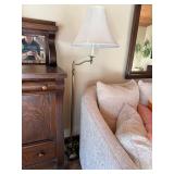 Brass Tone Bridge Arm Floor Lamp Cream Shade Damaged Base As Is