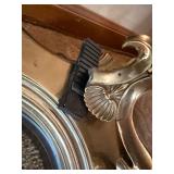 Brass Tone Bridge Arm Floor Lamp Cream Shade Damaged Base As Is