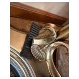 Brass Tone Bridge Arm Floor Lamp Cream Shade Damaged Base As Is