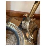 Brass Tone Bridge Arm Floor Lamp Cream Shade Damaged Base As Is