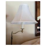Brass Tone Bridge Arm Floor Lamp Cream Shade Damaged Base As Is