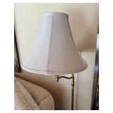 Brass Tone Bridge Arm Floor Lamp Cream Shade Damaged Base As Is