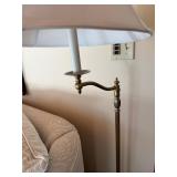 Brass Tone Bridge Arm Floor Lamp Cream Shade Damaged Base As Is