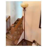 Traditional Torchiere Floor Lamp Marbled Glass Shade 71in Working