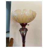 Traditional Torchiere Floor Lamp Marbled Glass Shade 71in Working