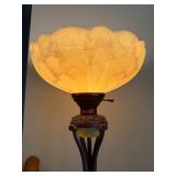 Traditional Torchiere Floor Lamp Marbled Glass Shade 71in Working