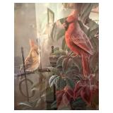 Bellamy Cardinal Framed Limited Edition Print 1992 Burl Wood Frame
