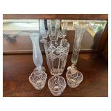 Mixed Crystal Glass Vase Lot Mikasa Lead Crystal 6 Pc Vintage