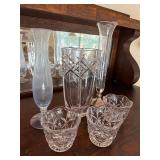Mixed Crystal Glass Vase Lot Mikasa Lead Crystal 6 Pc Vintage