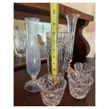 Mixed Crystal Glass Vase Lot Mikasa Lead Crystal 6 Pc Vintage