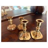 Vintage Brass Candlestick Holders Lot of 4 Mixed Styles 4.5in Good